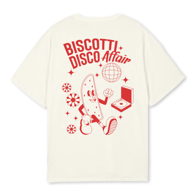 Cream White Oversized Tee - BISCOTTI DISCO AFFAIR