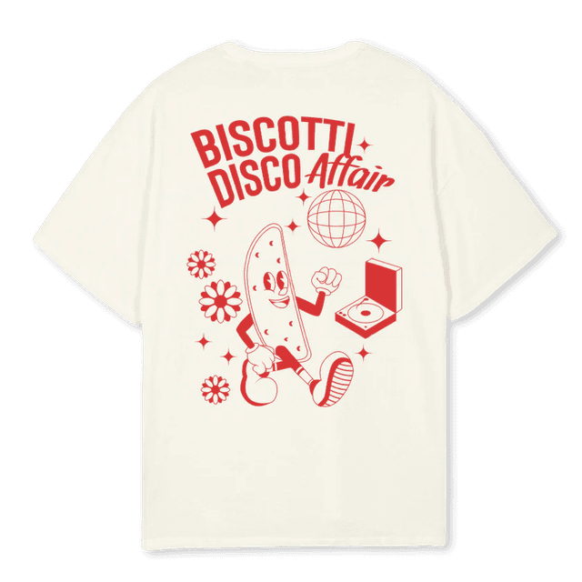 Cream White Oversized Tee - BISCOTTI DISCO AFFAIR